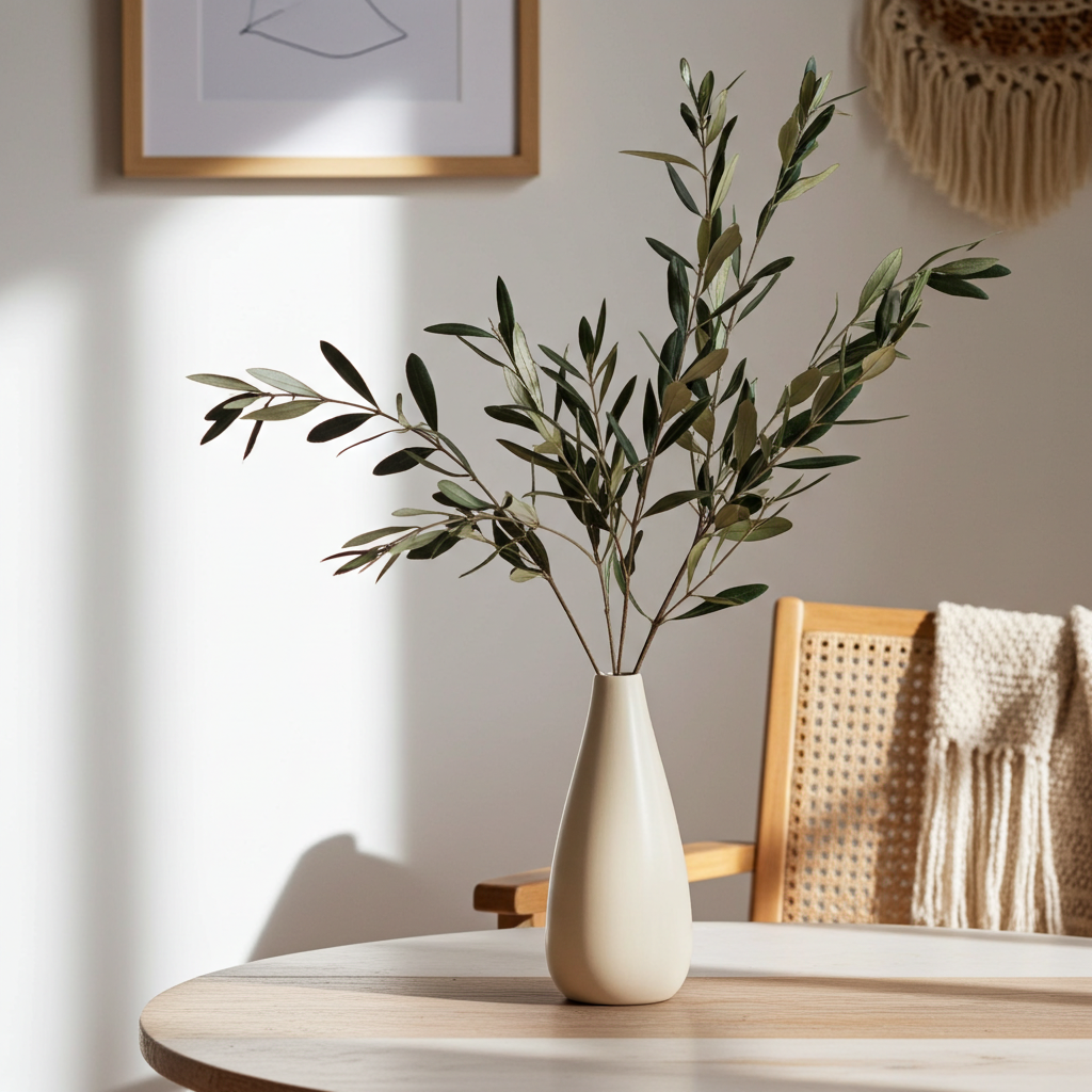 Stabilizovaný olivovník stříbřitý – zelená. Elegantní přírodní dekorace s jemným středomořským vzhledem.